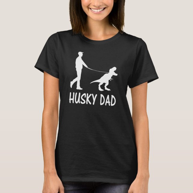 T-shirt Husky Papa Dinosaur Sibérien Husky Chien Propriéta (Devant)