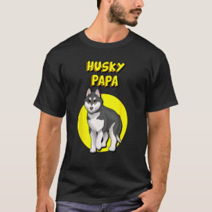 T-shirt Husky Papa noir et blanc Sibérie Husky Père Bro
