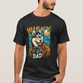 T-shirt Husky Papa Sibérien Husky Chien Animal de compagni