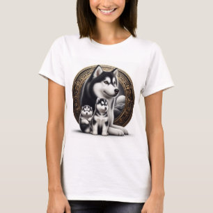 T-shirt Husky Sibérien Avec Pups