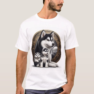T-shirt Husky Sibérien Avec Pups