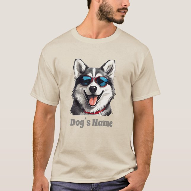 T-shirt Husky Sibérien cool Avec Lunettes De Soleil (Devant)