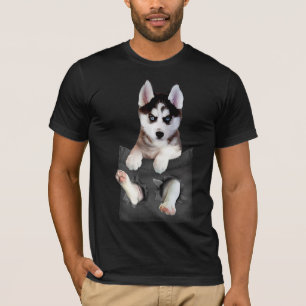 T-shirt Husky Sibérien Dans La Pocket Puppy