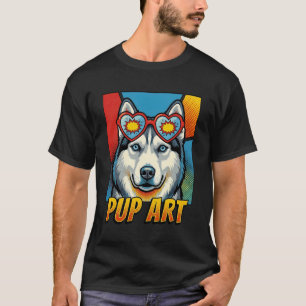 T-shirt Husky Sibérien Pop Art Style Comic Rétro
