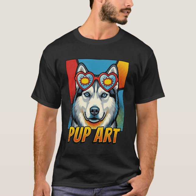 T-shirt Husky Sibérien Pop Art Style Comic Rétro (Devant)