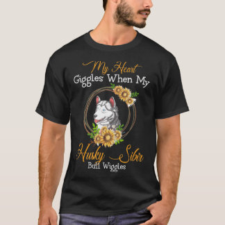 T-shirt Husky Sibir Mon Coeur Giggles Amoureux de les chie