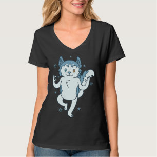 T-shirt Husky Sled Dog Médite Le Nez De Neige