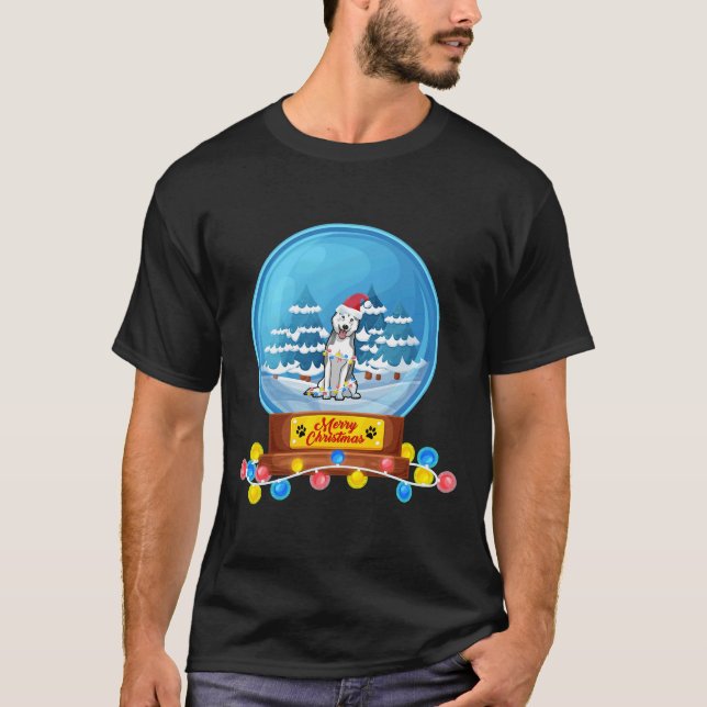 T-shirt Husky Snow Globe Drôle Chien de Noël (Devant)