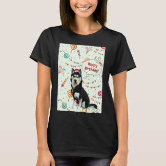 T-shirt Husky souhaite un joyeux anniversaire