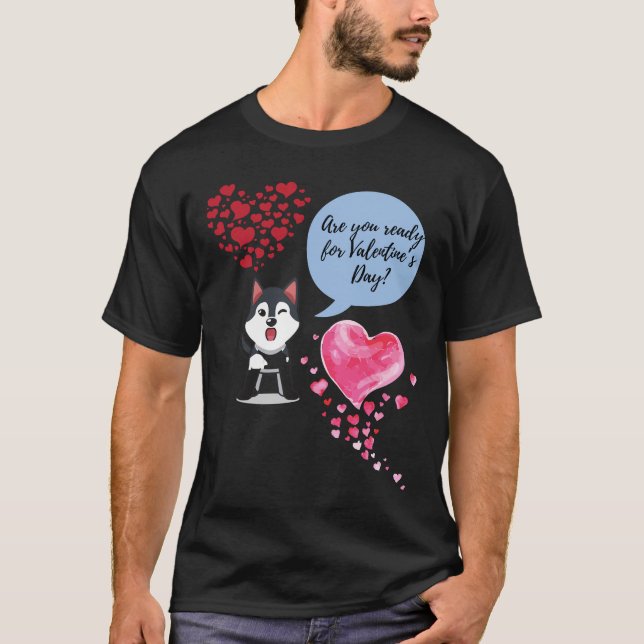 T-shirt Husky Valentine's Day Pink Style (Devant)
