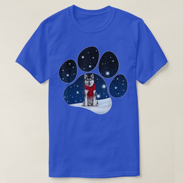 T-shirt Husky Winter Neige Paw Chiens Noël (Design devant)