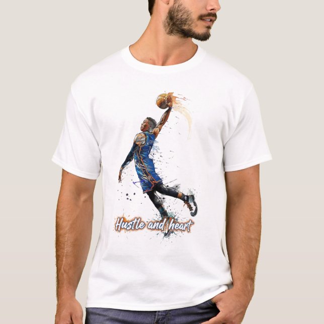 T-shirt Hustle & Heart : Impression d'art de basket-ball d (Devant)
