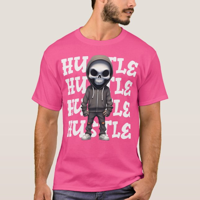 T-shirt Hustle Hip hop Skeleton Urban Streetwear Money Sku (Devant)