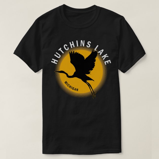 T-shirt Hutchins Lake dans le Michigan Heron Sunrise (Design devant)