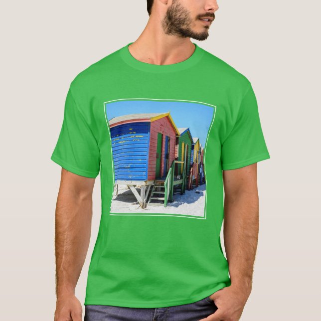 T-shirt Huttes colorées de plage (Devant)