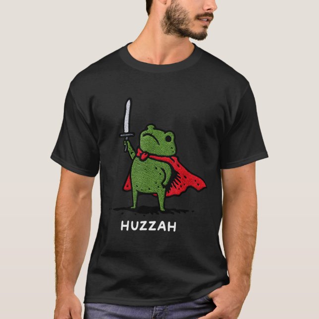 T-shirt Huzzah Frog Knight Funny Sword Meme Quote  (Devant)