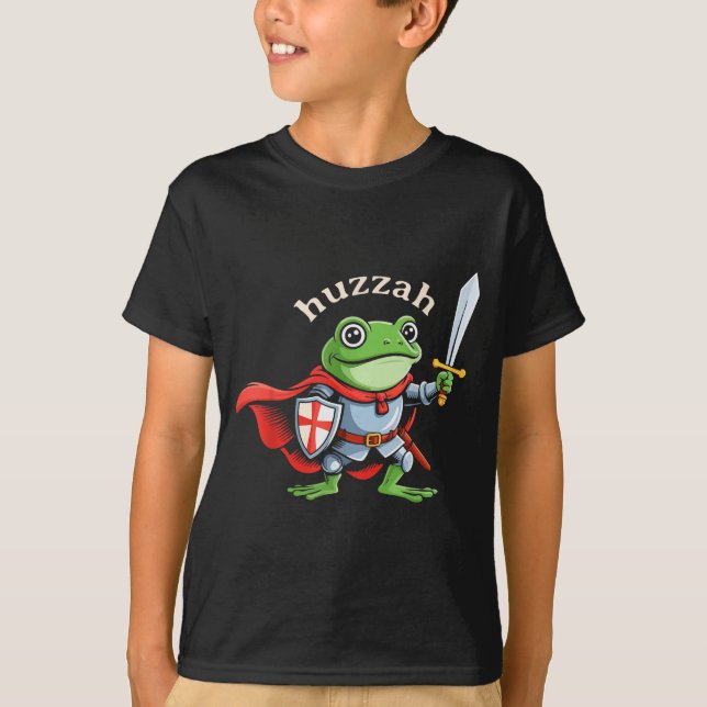 T-shirt Huzzah Frog Knight Funny Sword Meme Quote Medieval (Devant)