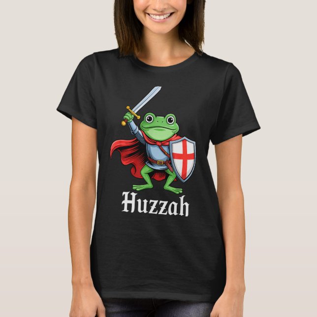 T-shirt Huzzah Frog Knight Funny Sword Meme Quote Medieval (Devant)