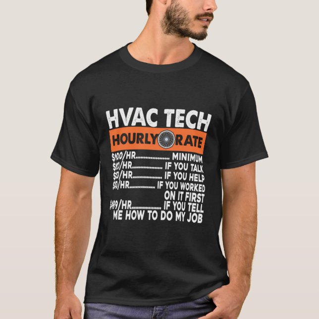 T-shirt Hvac Tech Tarif Horaire Climatisation Technique In (Devant)