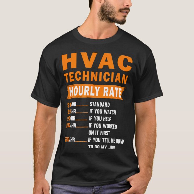 T-shirt Hvac Technician Hourly Rate Funny Hvac Mechanic Sa (Devant)