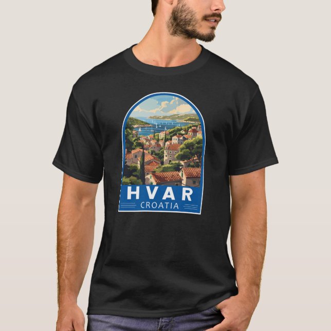 T-shirt Hvar Croatia Travel Art Vintage (Devant)