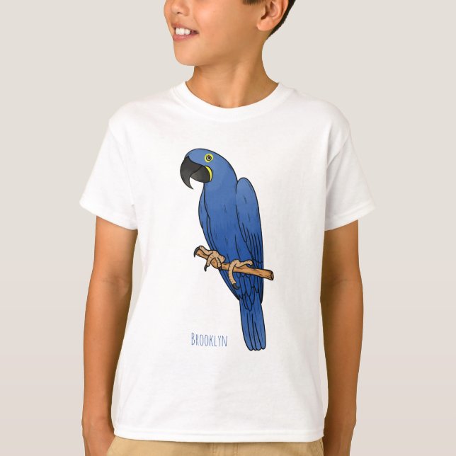 T-shirt Hyacinth macaw bird cartoon illustration  (Devant)