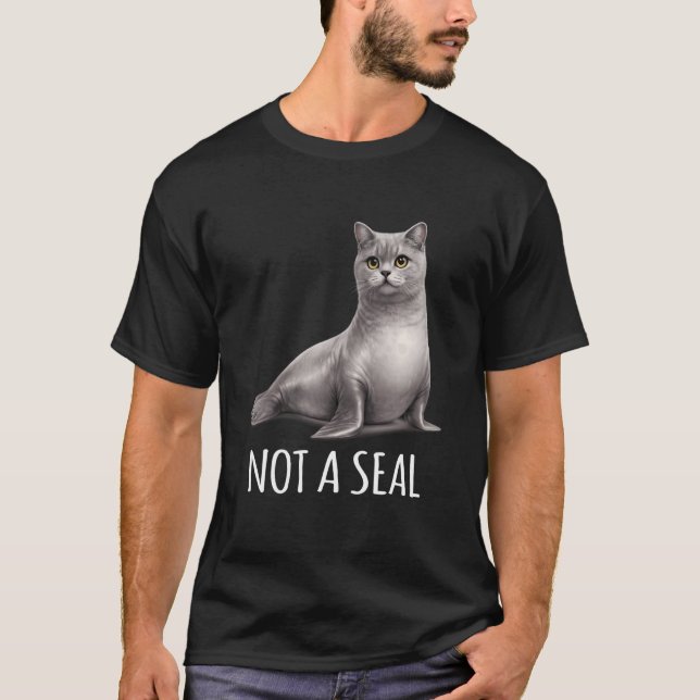 T-shirt Hybride de chat et de phoque Mignon Drôle Mème d'a (Devant)