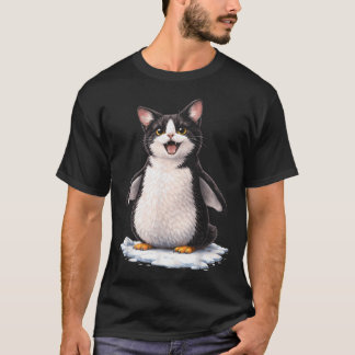 T-shirt Hybride de manchot et de chat mignon et drôle
