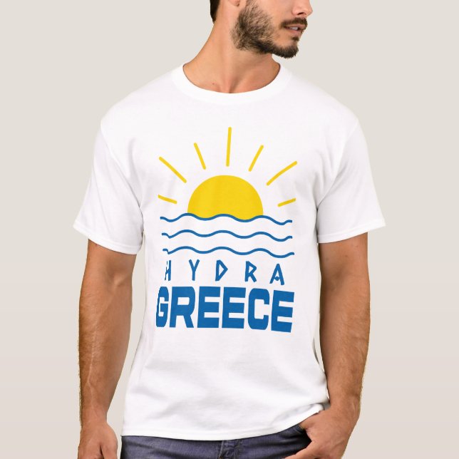 T-shirt Hydra Grèce Soleil et Blanc des hommes de mer (Devant)