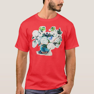 T-shirt Hydrangea Bouquet in a Blue Pottery Vase