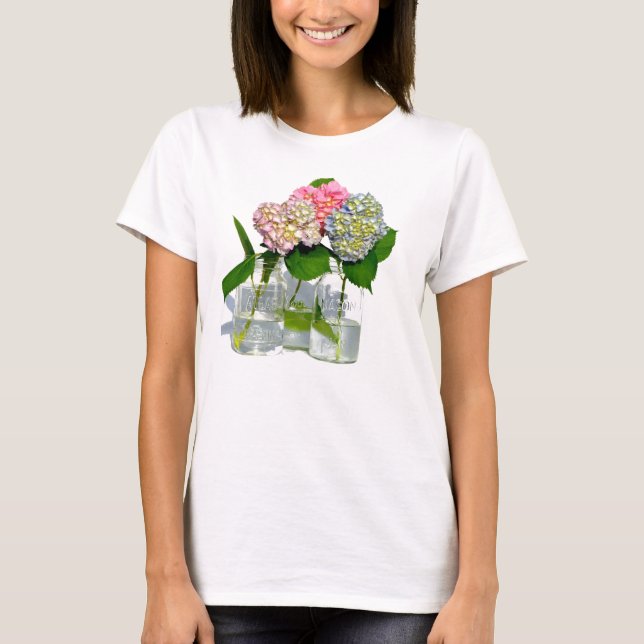 T-shirt Hydrangeas et jarre de Mason (Devant)