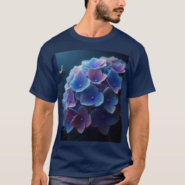 T-shirt Hydrangeas Floral Purple et Bleu (Devant)
