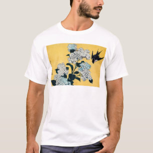 T-shirt Hydrangée et hirondelle, Hokusai, Ukiyo-e