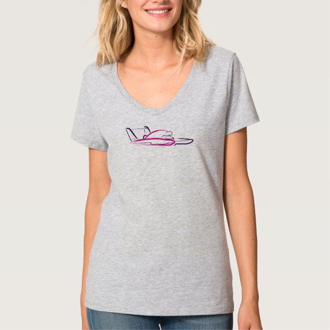 T-shirt Hydroplane 01 Rose sur l'avant gris (Devant)