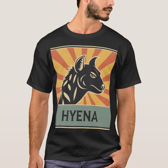 T-shirt Hyena Design, Avec Hyène Posée, Animal Sauvage (Devant)