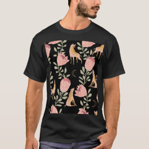 T-shirt Hyena & Protea : Arrière - plan noir sans couture