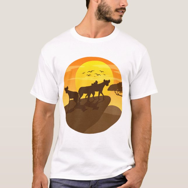 T-shirt Hyena Silhouette Savanna Forest Art (Devant)
