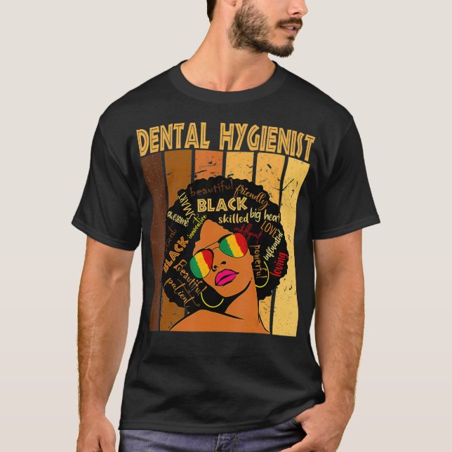T-shirt Hygiéniste dentaire Afro-Africain-Américain Noir H (Devant)