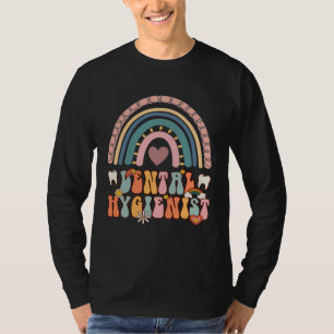 T-shirt Hygiéniste dentaire Groovy Rétro Vintage Arc-en-ci
