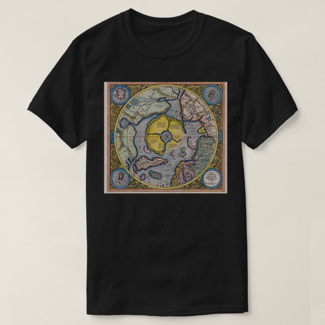 T-shirt Hyperborea Flat Earth Azimuthal Equidistante Proje (Design devant)