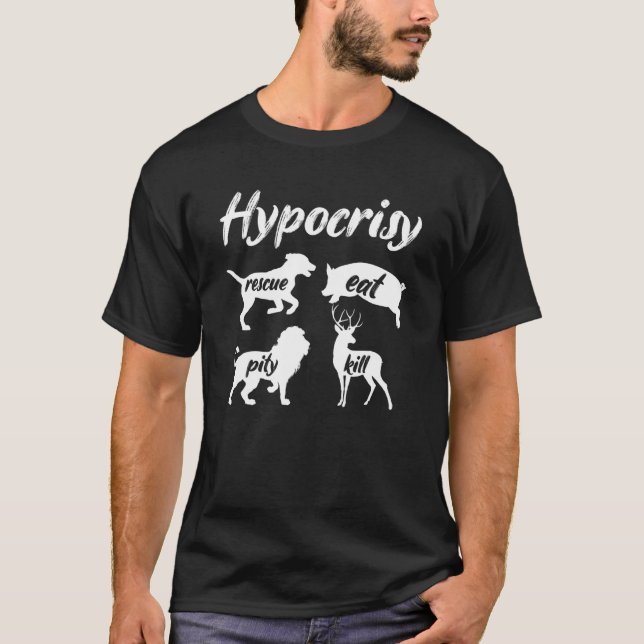 T-shirt Hypocrisie Secourir Manger Veganisme Plante biolog (Devant)