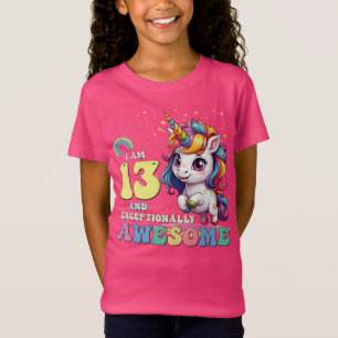 T-Shirt I am 13 and Awesome - Girls Kids Unicorn It's My B