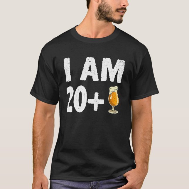 T-shirt I Am 20 Plus 1 Middler Doigt Funny 21e Anniversair (Devant)