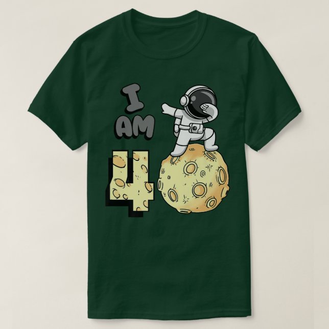 T-shirt I am 4 Space Astronaut Kid Moon Walker 4th Birthda (Design devant)