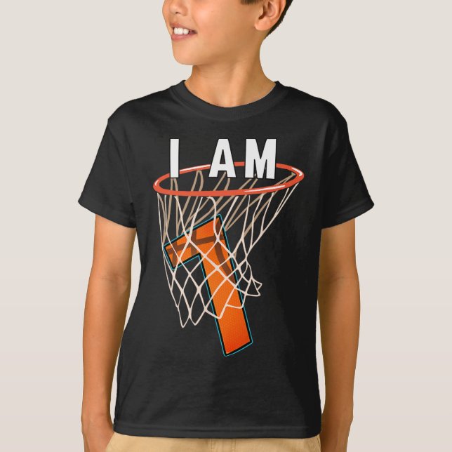 T-shirt I Am 7 Basketball thème 7e anniversaire Celeber (Devant)
