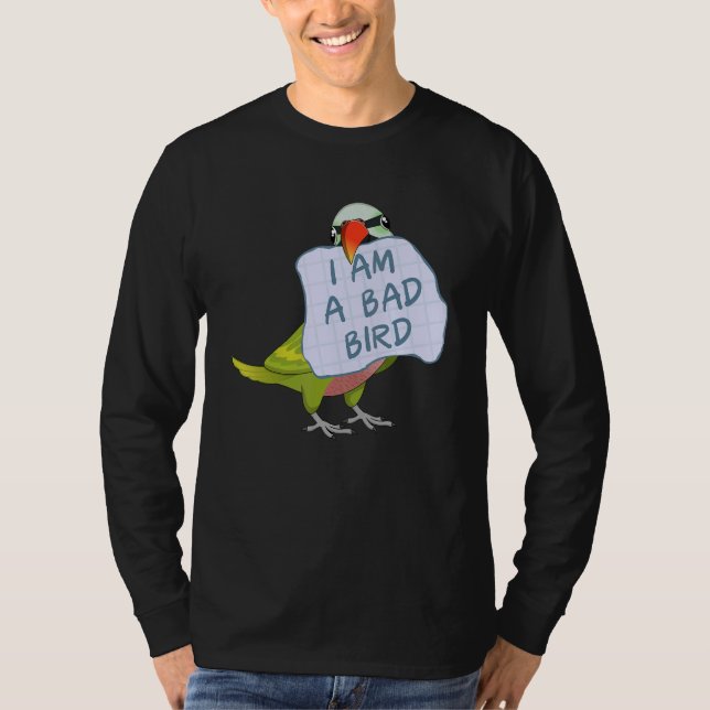 T-shirt I Am A Bad Bird I Funny Moustache Parakeet Parrot (Devant)