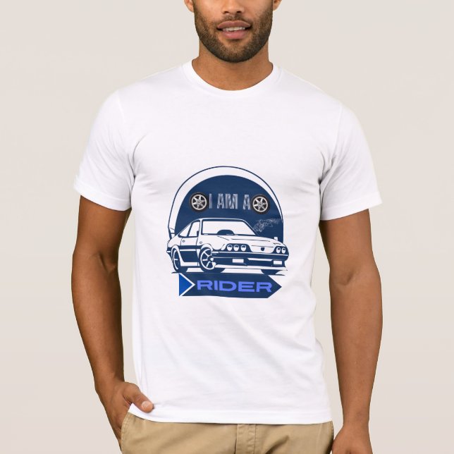 T-shirt "I AM A RIDER" titre voiture logo design (Devant)