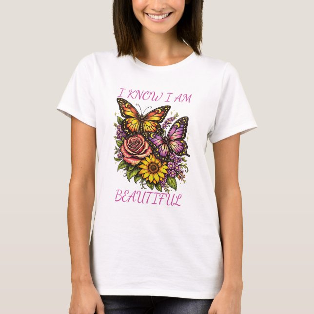 T-shirt I Am Beautiful Women White (Devant)
