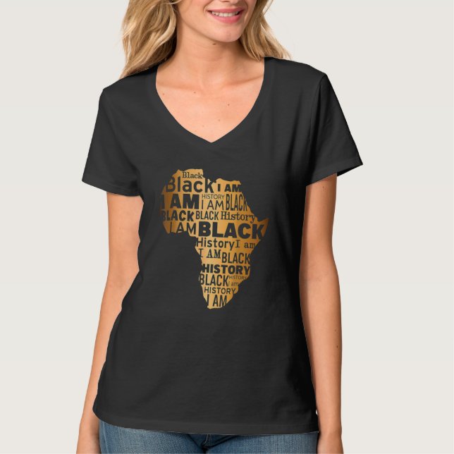 T-shirt I Am Black History Africa Map Black Pride Men Wome (Devant)