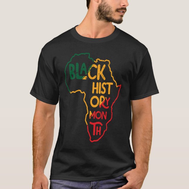 T-shirt I Am Black History African American Map (Devant)